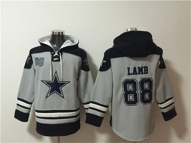Men's Dallas Cowboys #88 CeeDee Lamb Gray Ageless Must-Have Lace-Up Pullover Hoodie